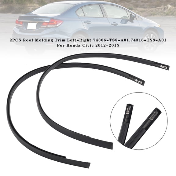2PCS Roof Molding Trim Left Right For Honda Civic 2012-2015