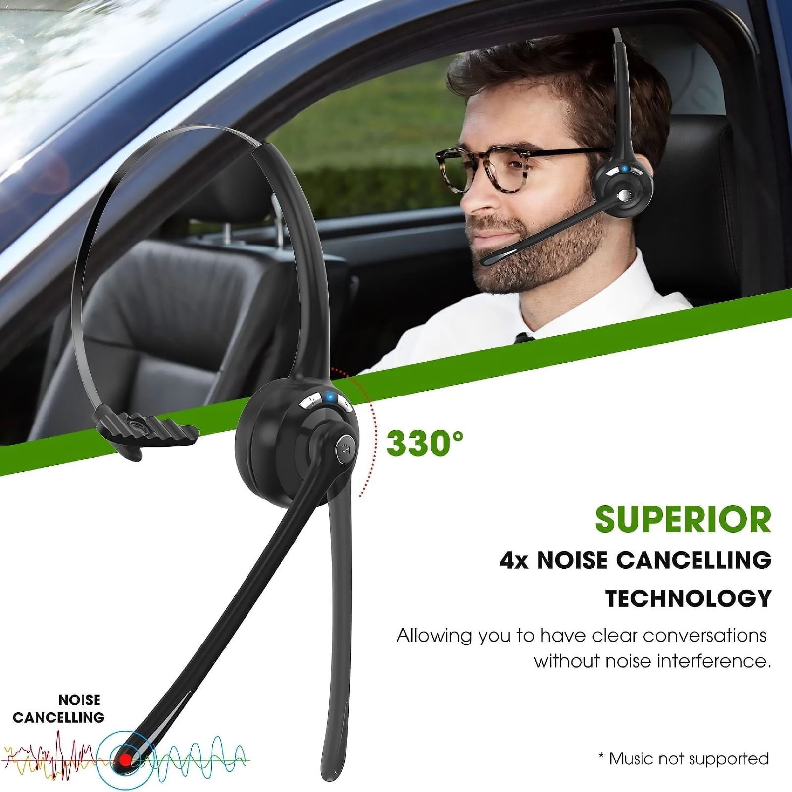 NATEFEMIN Gaming Console Bluetooth Headset Lightweight Over Ear 13 Hour Battery Noise Cancelling Microphone Dual Device Connect Black