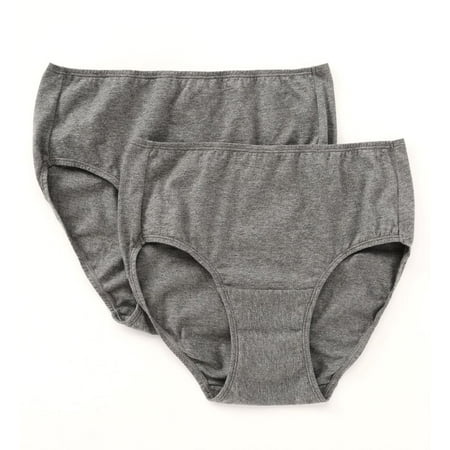 Women s Cottonique W22200 Latex Free Organic Cotton Brief Panty - 2 Pack (Melange Grey 9)