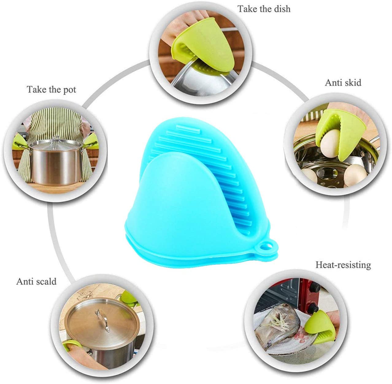 Oven Mitts Silicone Heat Resistant Pinch Mitts Non Stick Anti Slip