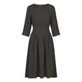 thumbnail image 4 of Omexry Elegant Dresses for Women Women's Summer Solid Color Round Neck Long Dress, 4 of 7