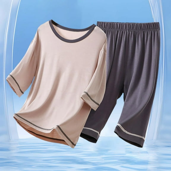 Pajamas Set Coffee Crewneck Long Sleeve Top Sleepwear with Pants Set Teen 15-16 Years Pajamas Boy