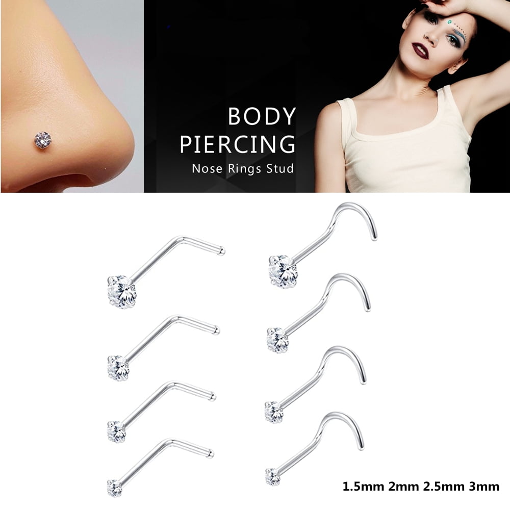 Jewelry Prong Crook Screw Body Surgical  Steel Nose Ring Ring Piercing Stud