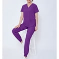 thumbnail image 4 of MLQIDK Scrub Sets for Woman Plus Size Nurse Uniforms Petite V Neck Scrub Tops and Pants Scrub Joggers Medical Uniforms with Pockets Dark Purple L, 4 of 7