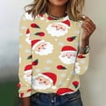 thumbnail image 2 of Bcresic Cute Santa Claus Long Sleeve Shirts for Christmas Womens Snowflake Graphic Tunic Tops Casual Crewneck Basic Tee Xmas Holiday Trendy T-Shirts Funny Going Out Pullover Top,#01_Yellow,X-Large, 2 of 4