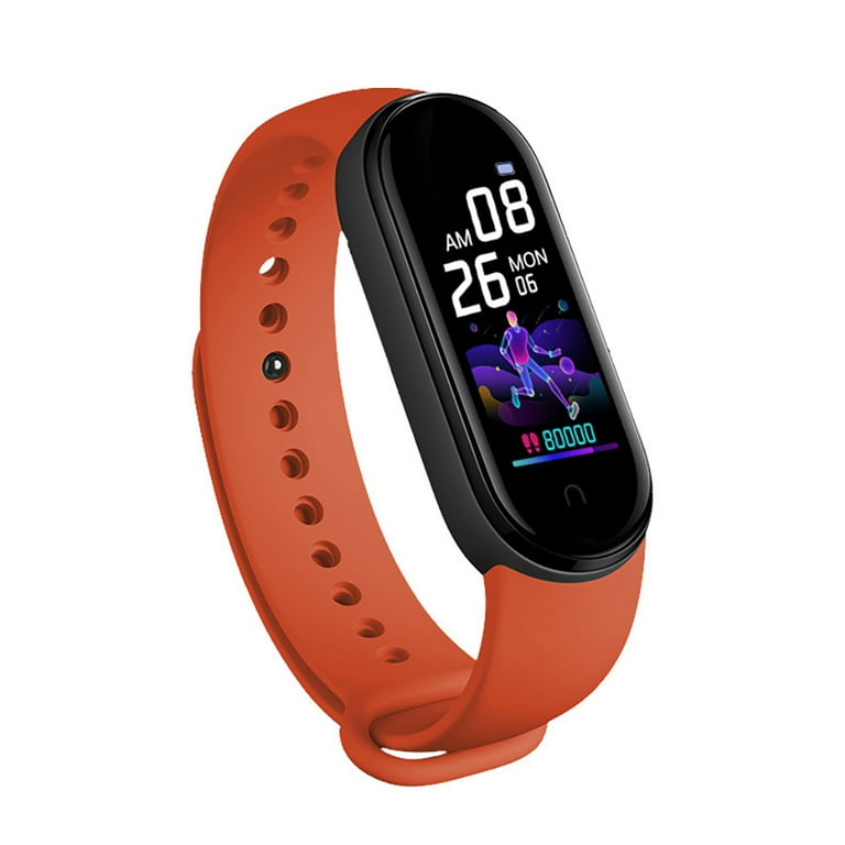 1111Fourone Smart Watch Heart Rate Detector Bluetooth Sport Fitness Pedometer Sleeping Tracker Bracelet Cable Charging Red