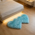 thumbnail image 4 of Anhility Double Heart Faux Fur Rug Super Soft Fluffy Shaggy Carpet Area Mats Rugs Girls Bedroom Sofa Home Decorative Floor Carpet (Blue, 27.55x13.77 in), 4 of 6