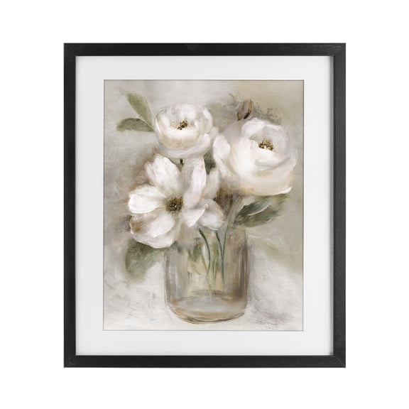 Stupell Industries Soft Brushstroke Roses Black Framed Print Under Glass, design by Nan