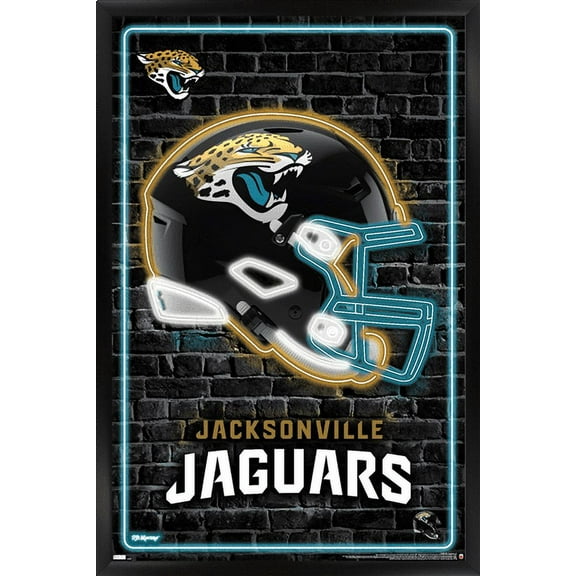NFL Jacksonville Jaguars - Neon Helmet 23 Wall Poster, 22.375" x 34" Framed