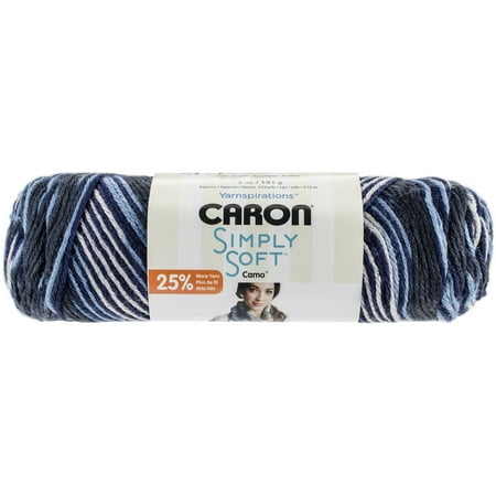 Caron Simply Soft Camo Yarn 12/Pk-Blue Camo
