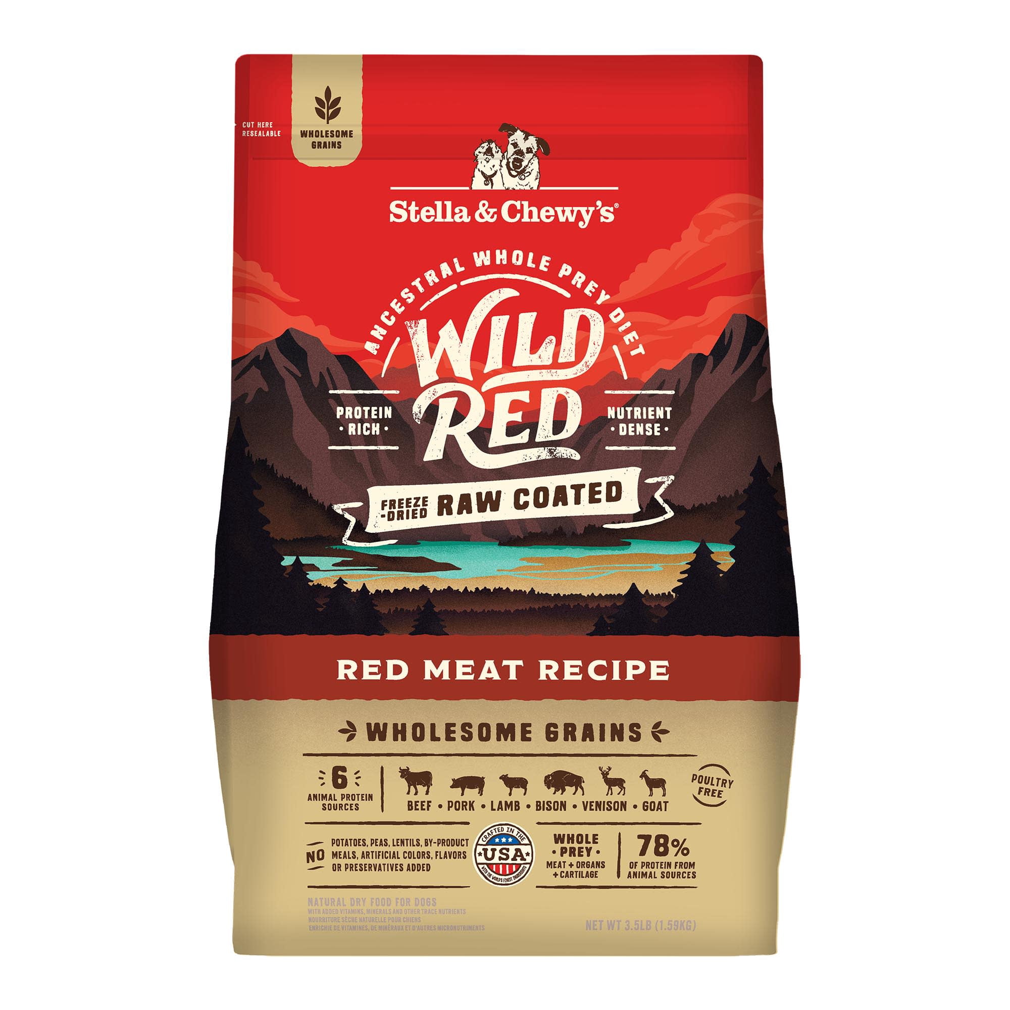Stella & Chewy's Wild Red Raw Coated High Protein Wholesome Grains Red Meat Recipe Dry Dog Food 3.5 lbs.