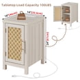 thumbnail image 2 of Boho Nightstand with Charging Station, End Table with Rattan Decorated Door and Adjustable Shelf, Bedside Storage Cabinet for Bedroom, Living Room, 2 of 10