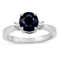 thumbnail image 2 of Star K � 3 Three Stone Round Genuine Black Sapphire Classic Engagement Promise Ring, 2 of 9