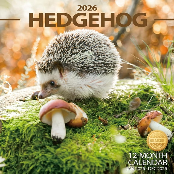 Wall Calendar 2026 Planner Calendar - Hedgehog Hangable Monthly Wall Calendar with Large Blocks for Organizing & Planning, Academic Schedule, Home, Office & family, Thick & Sturdy Paper (12"x24" Open