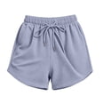 thumbnail image 6 of WAGUTH Women's Waffle Knit Shorts Elastic High Waist Drawstring Wide Leg Shorts Casual Summer Soft Lightweight Sweat Shorts with Pockets,Gray,3XL, 6 of 6