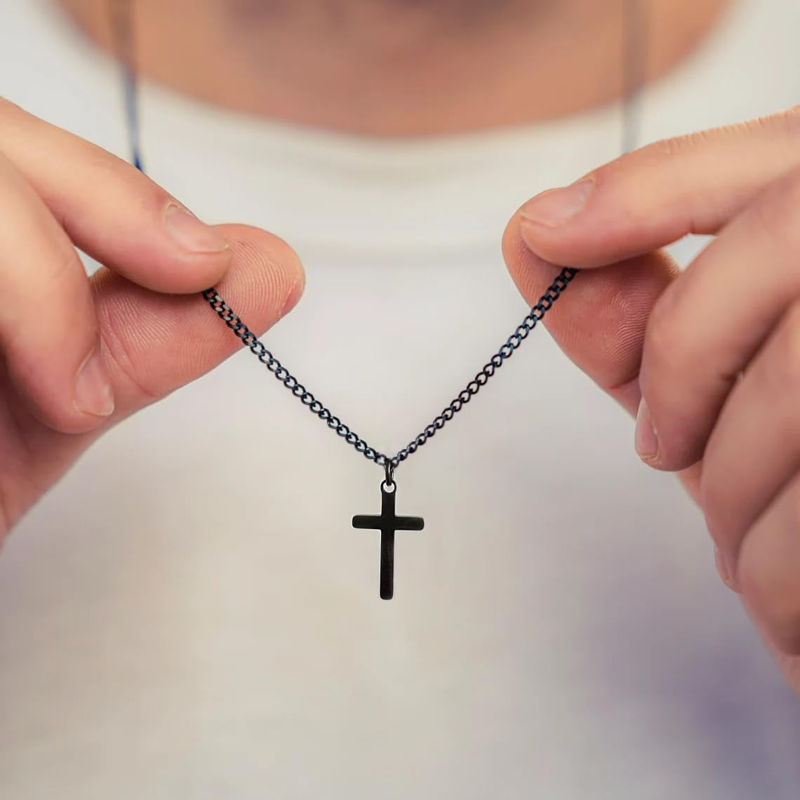 Joxevyia 14K Gold Filled Cross Necklace – Stainless Steel Small Cross Pendant With Cuban Chain, 16-24 Inches, Gift For Men & Women