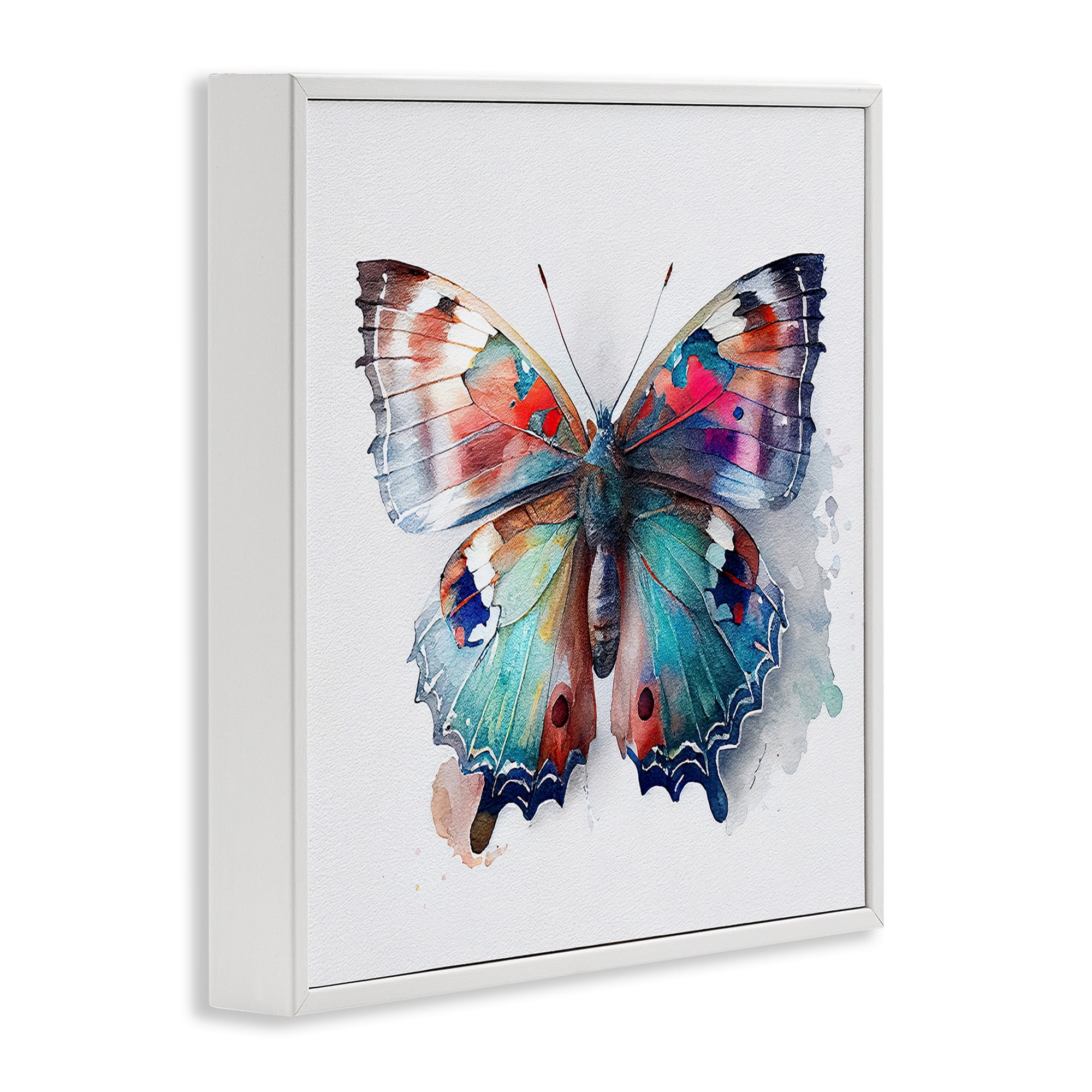 Stupell Industries Modern Splash Butterfly Animals & Insects Painting White Framed Art Print Wall Art, 24 x 24