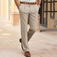 thumbnail image 2 of FINALGANG Mens Solid Color Pleated Slim Fit Chino Pants Mid Waisted Button Closure Casual Trousers For Business Casual Daily Wear Comfortable Bottoms, 2 of 9