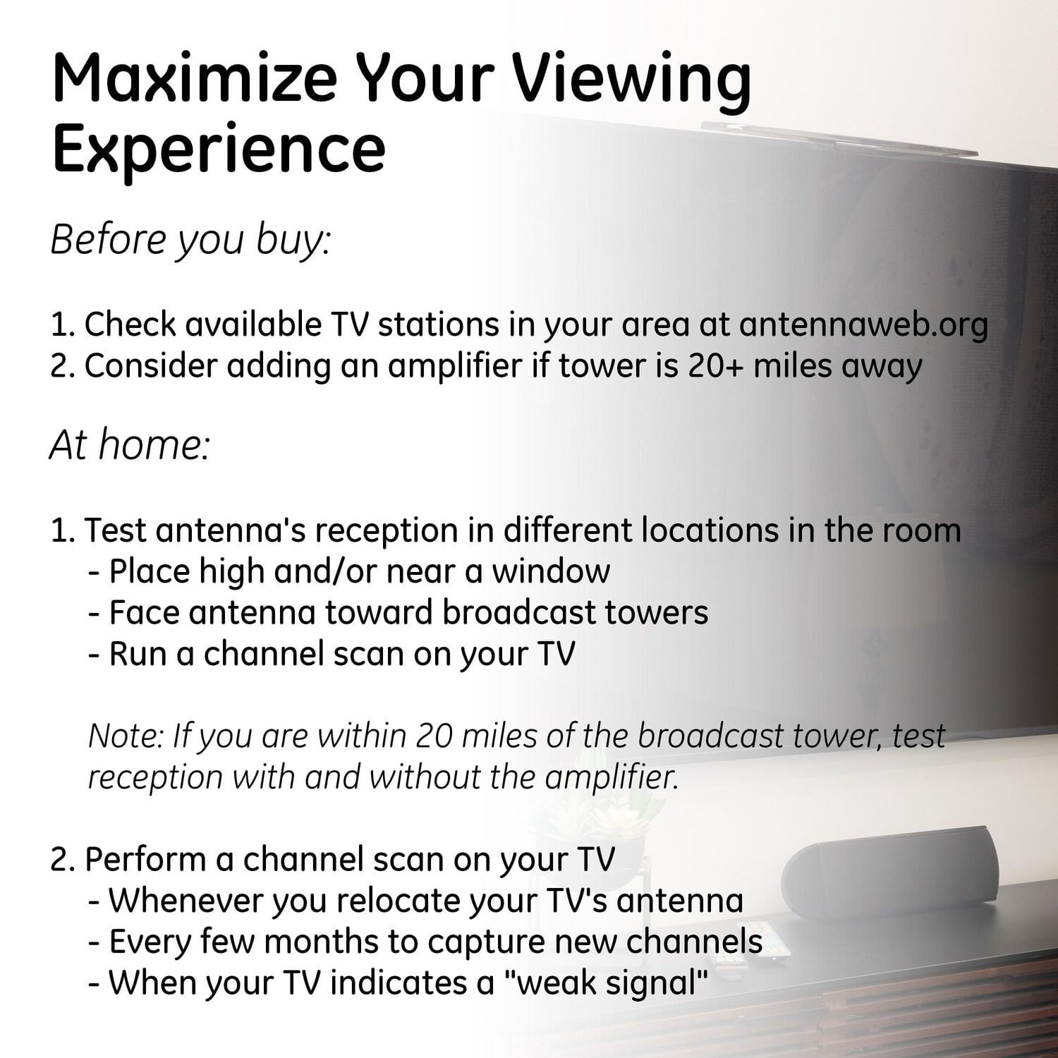 GE Hover Amplified Antenna, Indoor, Ultra Pro Series, 46255