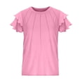 thumbnail image 7 of XXWXYD Girls Summer Crewneck T-Shirts Petal Sleeve Casual Tunic Tops Loose Fit Solid Color Toddler Kids Clothes Vacation Beach Outdoor Playwear, 7 of 7