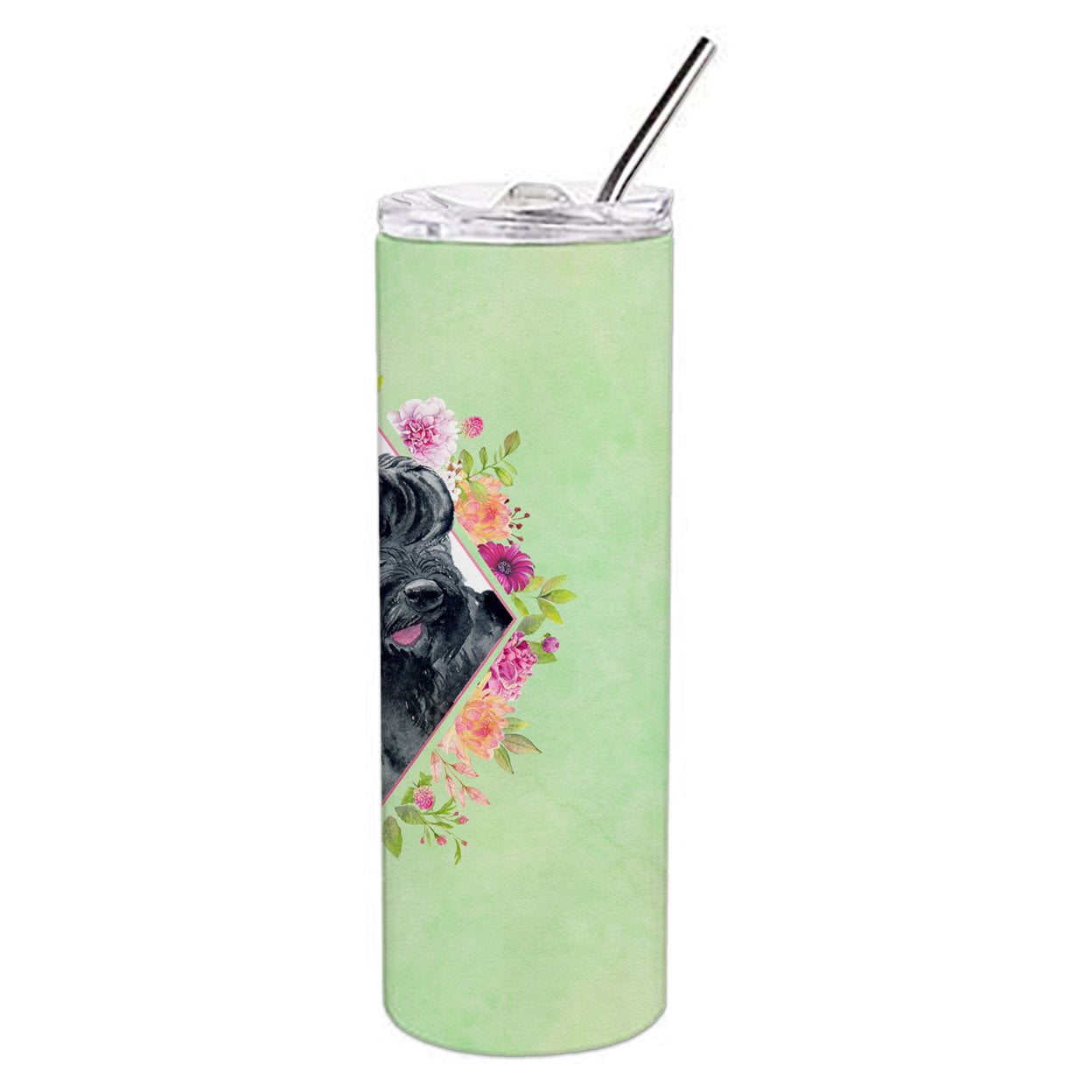 Carolines Treasures CK4338TBL20 Giant Schnauzer Green Flowers Stainless Steel 20 oz Skinny Tumbler 20 oz multicolor