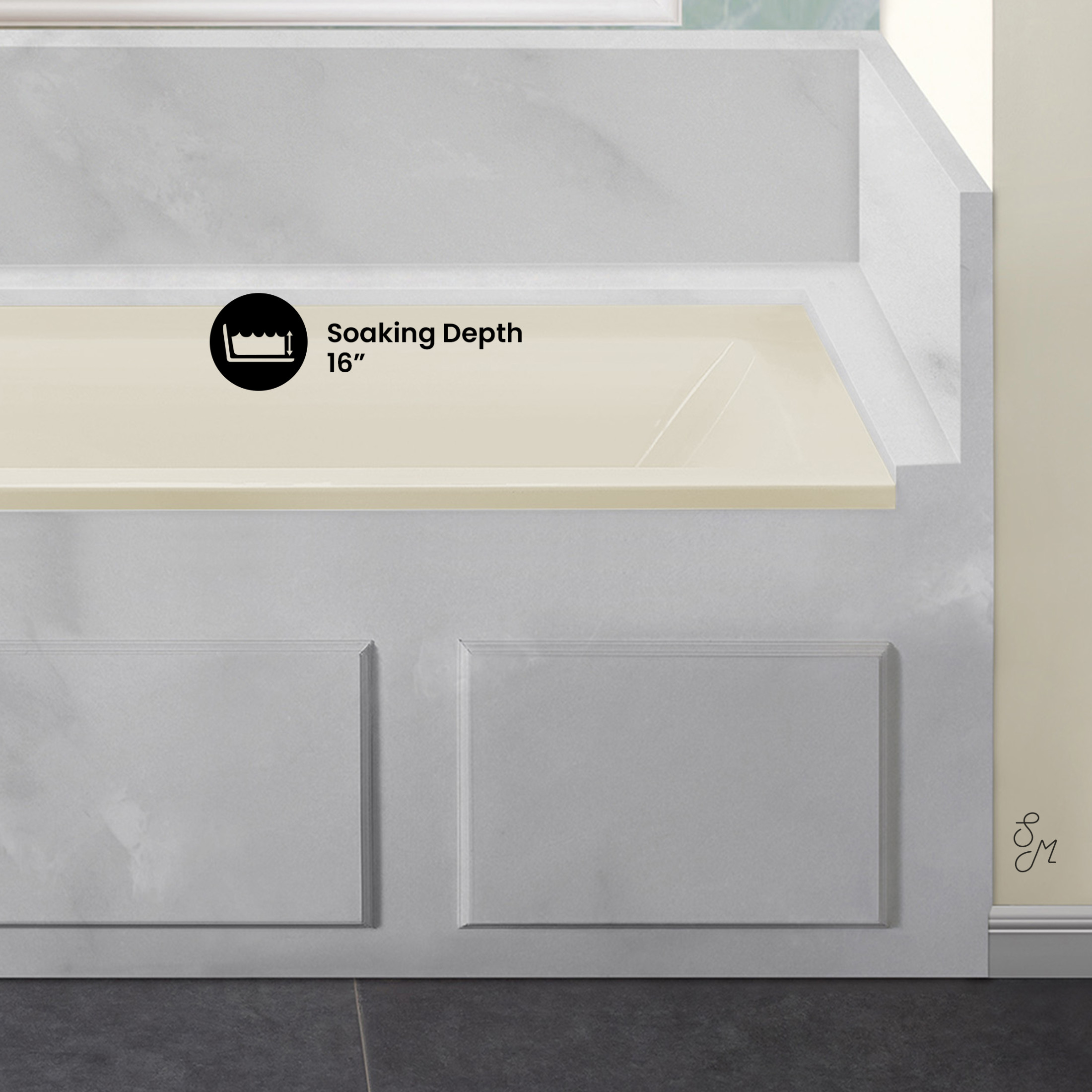 Voltaire 60" x 30" Left-Hand Drain Alcove Bathtub in Bisque