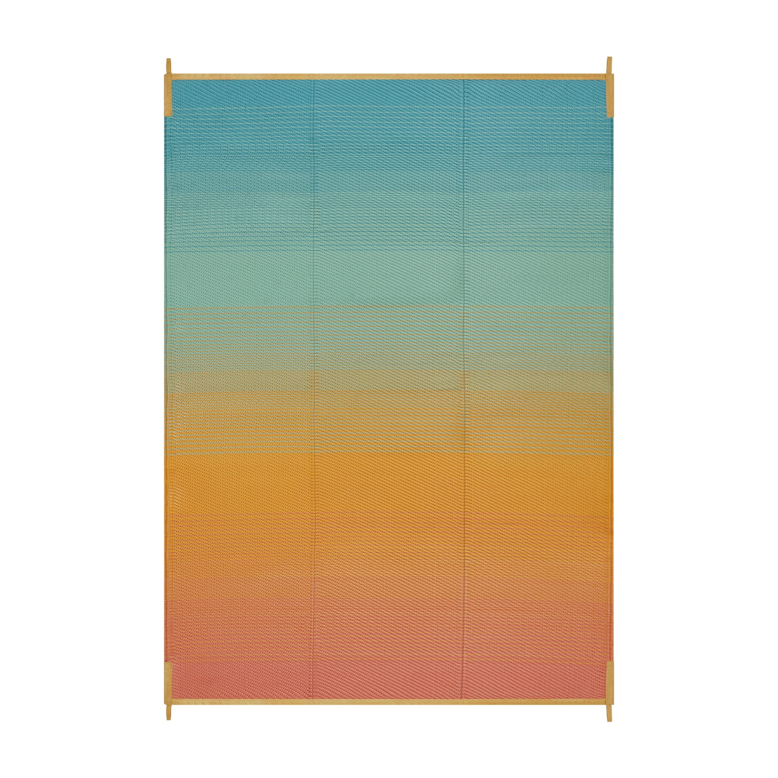 SUNDEREY Outdoor Rug 5'x8', Waterproof Reversible Plastic Straw Mat for Patio, RV & Camping - Non-Slip UV Resistant Carpet for Beach, Poolside & Deck, Orange & Blue