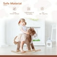 thumbnail image 3 of Qaba Kids Rocking Horse, Ride on Horse for Toddlers with Soft Plush Body, Wooden Base, Handle Grip for 3+ Year Old Boys and Girls, Brown, 3 of 9