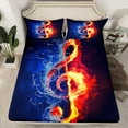 thumbnail image 2 of jejeloiu Music Melody Full Size Sheets,Musical Theme Bed Sheets,Blue Orange Black Sheet Sets For Kids,Super Cozy Room Decor,4pcs, 2 of 7