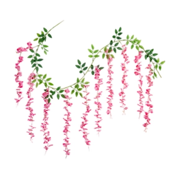 Btomtd 5.9ft Artificial Wisteria Flowers Garland with Twisted Fake Vines, Decorative Greenery Garland for Ceiling, Plastic Flower Fake Plants Wreath for Home Decor, Dark Pink