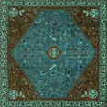 thumbnail image 1 of Ahgly Company Machine Washable Indoor Square Persian Turquoise Blue Traditional Area Rugs, 5' Square, 1 of 4