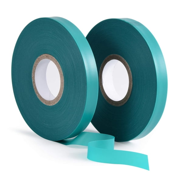 Deally 2 Pcs 150 Feet x 1/2" Wide Stretch Tie Tape Green Plant Garden Tie, Garden Vinyl Stake for Branches, Climbing Planters, Flowers