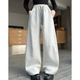 thumbnail image 4 of Ruyang Girls Fleece Sweatpants Teens Baggy Wide Leg Joggers Drawstring Winter Thermal Elastic High Waisted Pants, 4 of 5