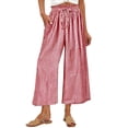 thumbnail image 2 of PNTUTB Women's Fashion Plaid Elastic Waist Drawstring Casual Relaxed Comfortable Wide Leg Pants with Pockets, 2 of 6
