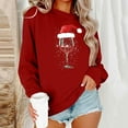 thumbnail image 2 of YUGYXL Women's Christmas Red Wine Glass Print Round Neck Sweatshirt Ugly Christmas Shirt Wine S, 2 of 6