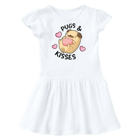 

Inktastic Valentines Day Pugs & Kisses with Hearts Gift Toddler Girl Dress