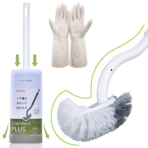 KLLEYNA Toilet Bowl Brush and Holder, Curved Design Angled Cleaner Brush Scrubber for Deep