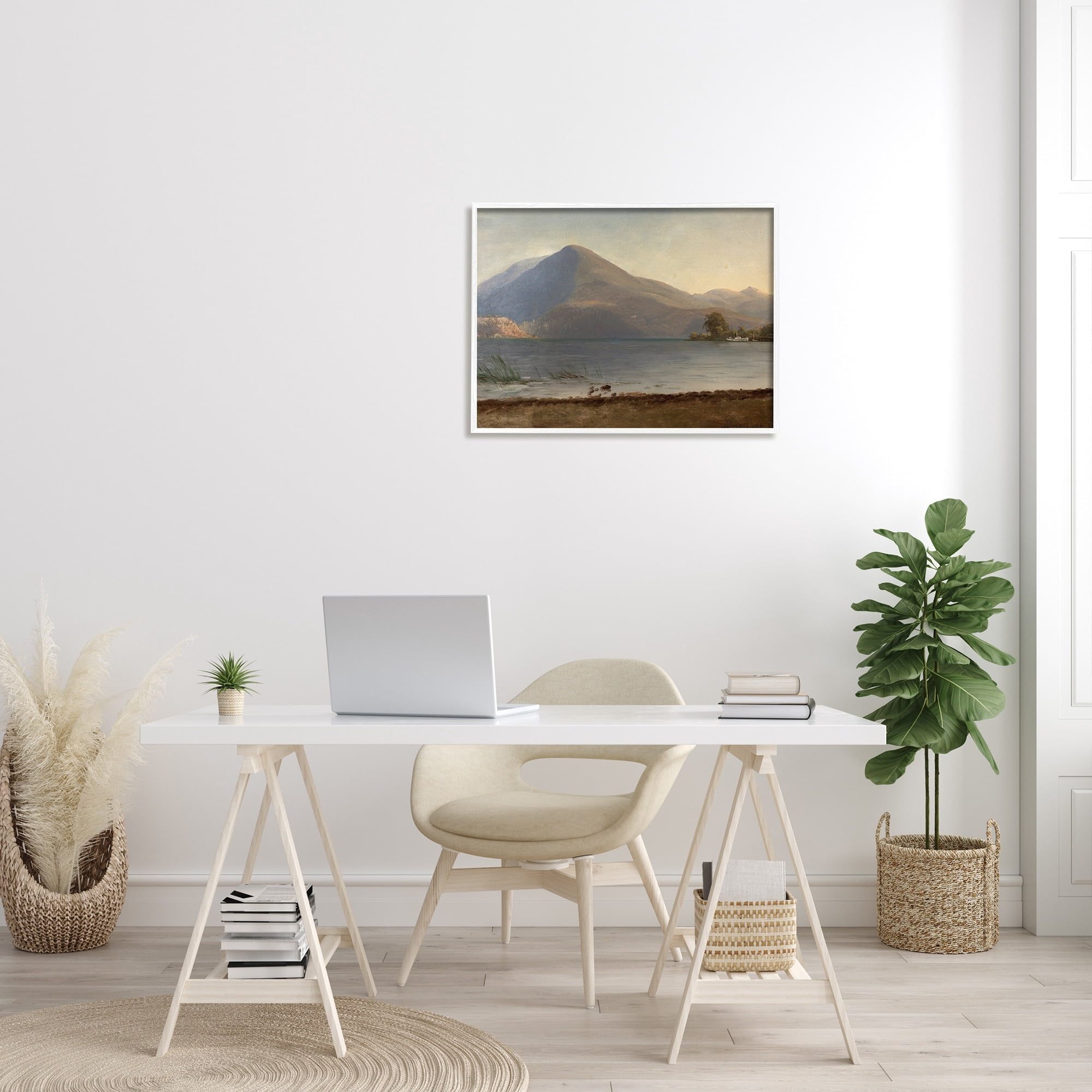 Stupell Industries On the Hudson Traditional Albert Bierstadt Painting Painting White Framed Art Print Wall Art, Design by one1000paintings