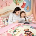 thumbnail image 4 of Manfei Vintage Santa Sleigh King Size Comforter Sets,Merry Xmas Comforters King Size,Pink Reversible,3pcs,1 Comforter and 2 Pillowcases, 4 of 7