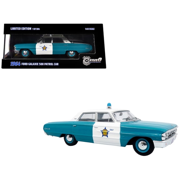 1964 Ford Galaxie 500 Police Car "Chicago Police Department" Blue and White "Five0" Series 1/43 Diecast Model by Iconic Replicas