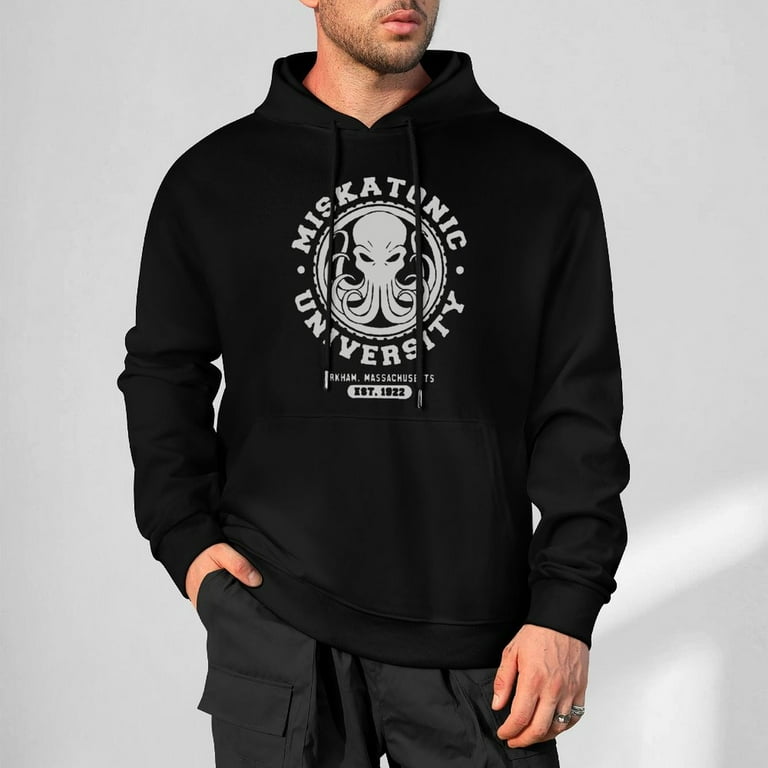 Miskatonic University hoodie drawstring boys black sweatshirt casual pullover long sleeve top 3XL Walmart