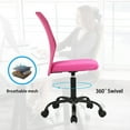 thumbnail image 5 of Armless Office Chair Mesh Desk Chair Adjustable Mesh Computer Chair No Arms Task Rolling Chair with Quiet 360° Swivel Wheels for Adults, Pink, 5 of 7