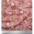 thumbnail image 1 of Soimoi Rayon Crepe Fabric Skull & Begonia Floral Printed Craft Fabric by The Yard 46 Inch Wide, 1 of 3