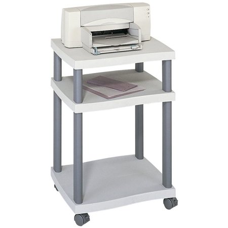 UPC: 0073555186031 | Safco Wave Design Printer Stand  Three-shelf  20w X 17.5d X 29.25h  Charcoal Gray