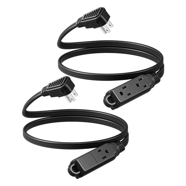Cable de extensión DEWENWILS de 3 salidas, 3 pies, 16/3 AWG para interiores, negro, paquete de 2