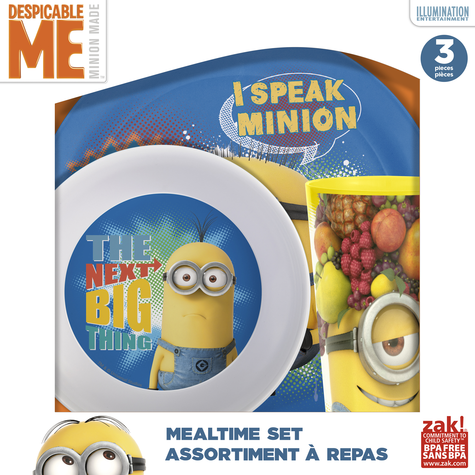 NEW Despicable Me Minions 5PC Kids Dinnerware Set Plate Flatware Bowl