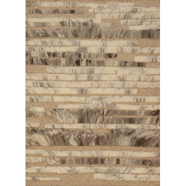 Rug Source Indoor Modern Area Rug 2’ x 3’, Beige & Ivories All-Over/Stripe/Abstract Rug, Wool Carpet