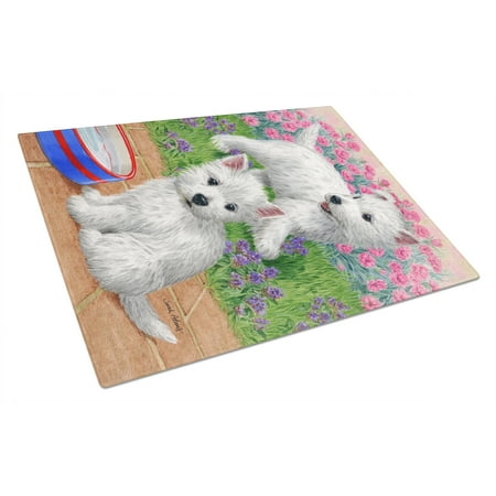 

Carolines Treasures ASA2117LCB Westie Pups Glass Cutting Board Large 12H x 16W multicolor