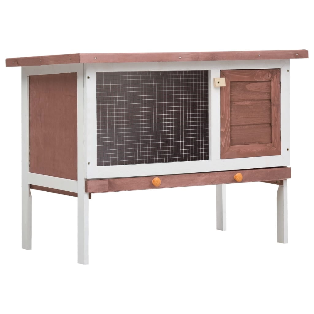 vidaXL Rabbit Hutch Brown Solid pine wood One size Rabbit Hutch