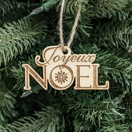 Ornament - Joyeux Noel - Raw Wood 4x2in Ornament - Joyeux Noel - Raw Wood 4x2in